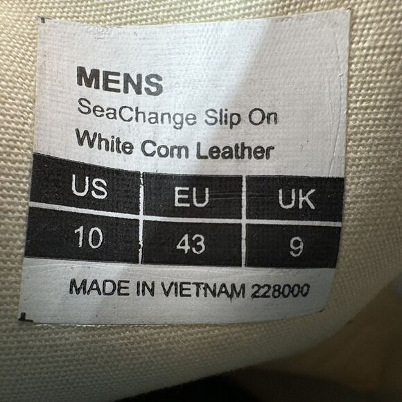 SeaVees Men's Size 10 SeaChange Slip On White Vegan Corn Leather Shoes - Picture 11 of 11